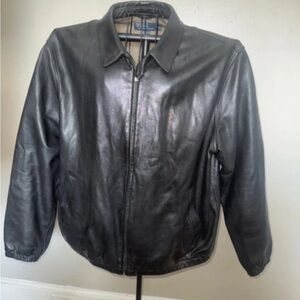 Ralph Lauren Black Leather Bomber Jacket